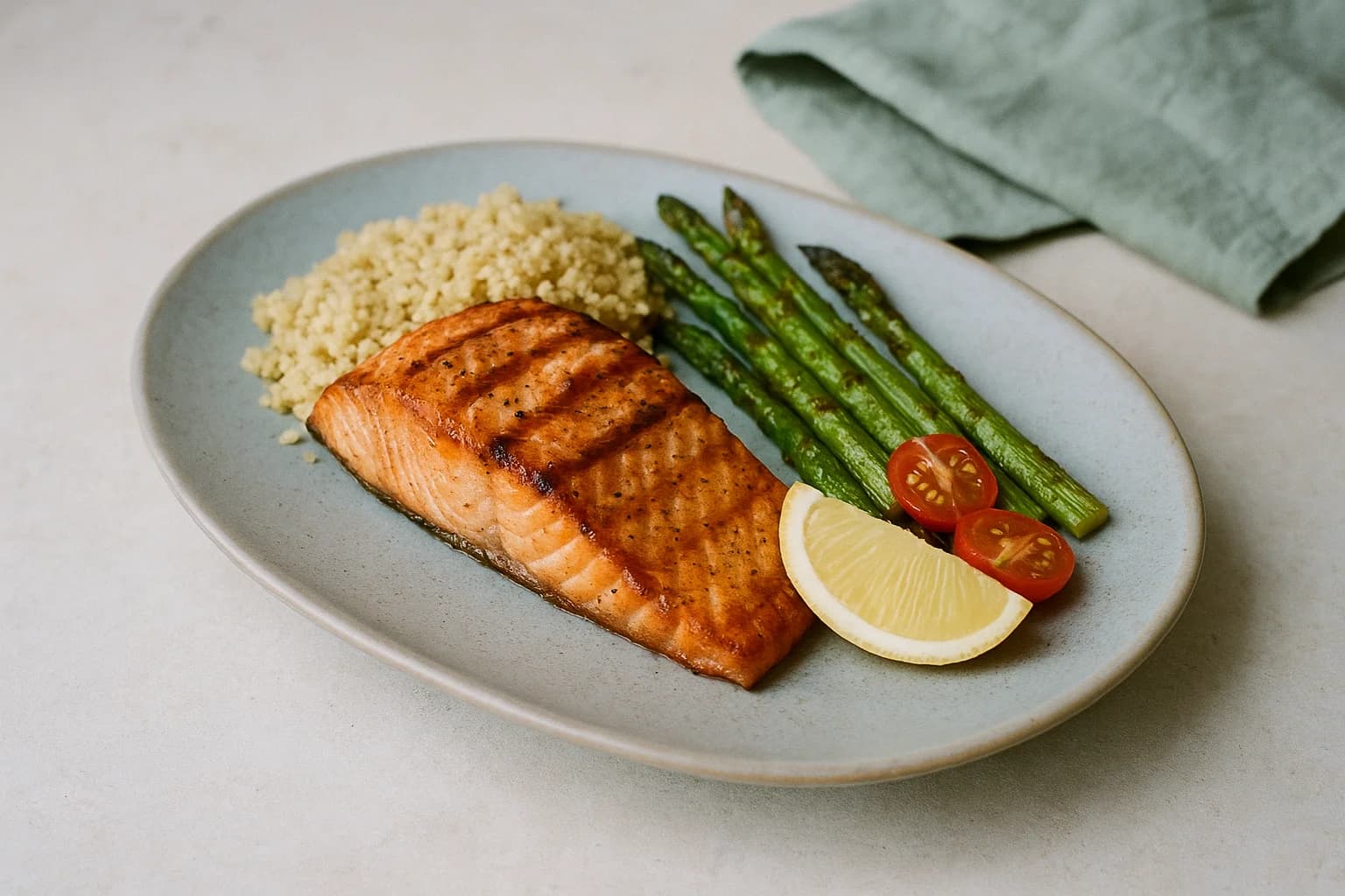Grilled salmon with roasted vegetables — diabetic-friendly recipe by Chef Jeff