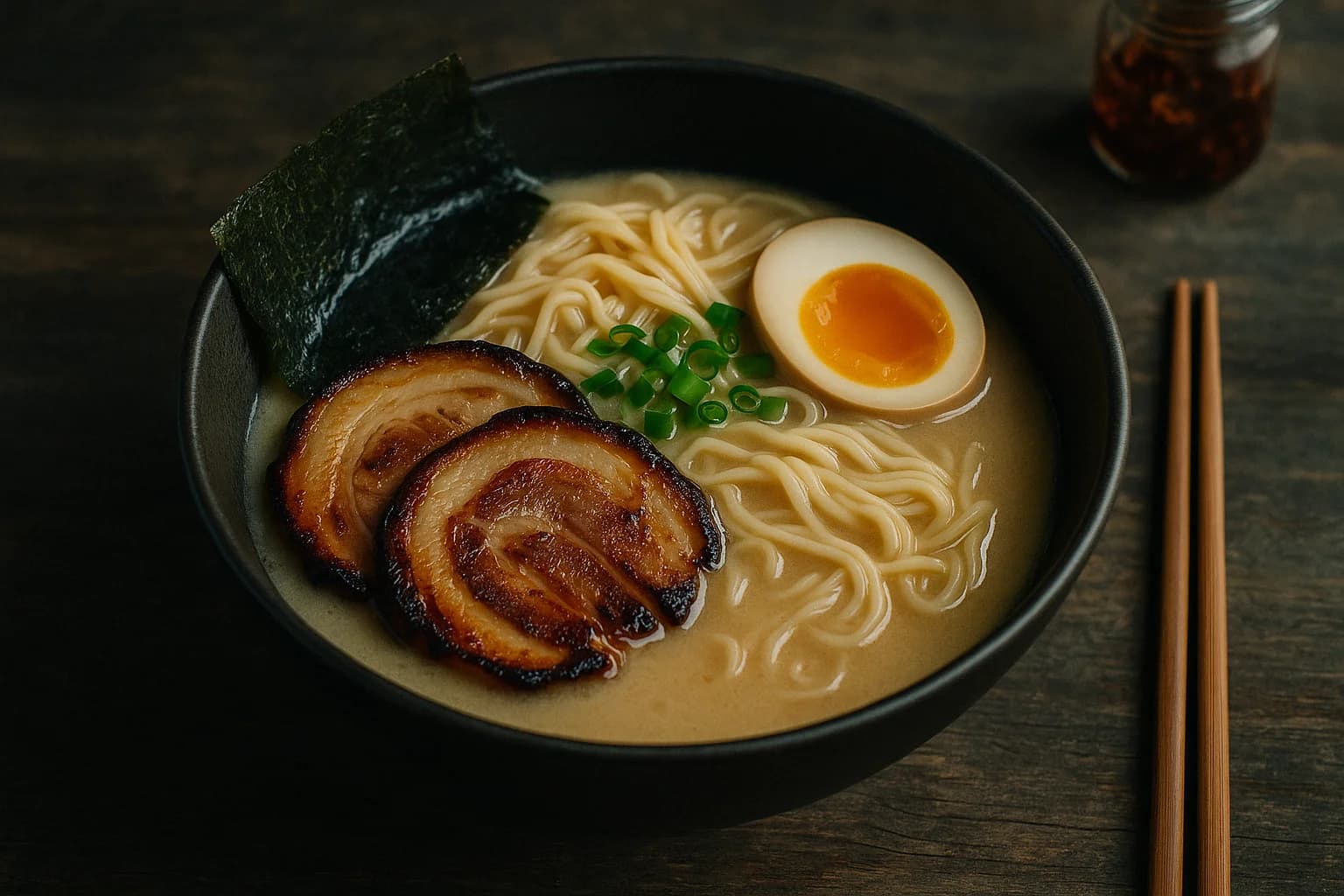 Ramen bowl with soft egg — Japanese fusion recipe by Masahara