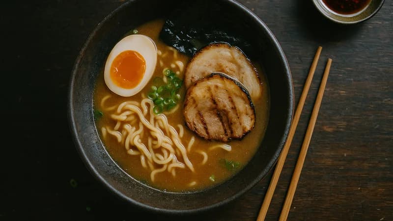 Ramen bowl with soft egg — Japanese fusion recipe by Masahara
