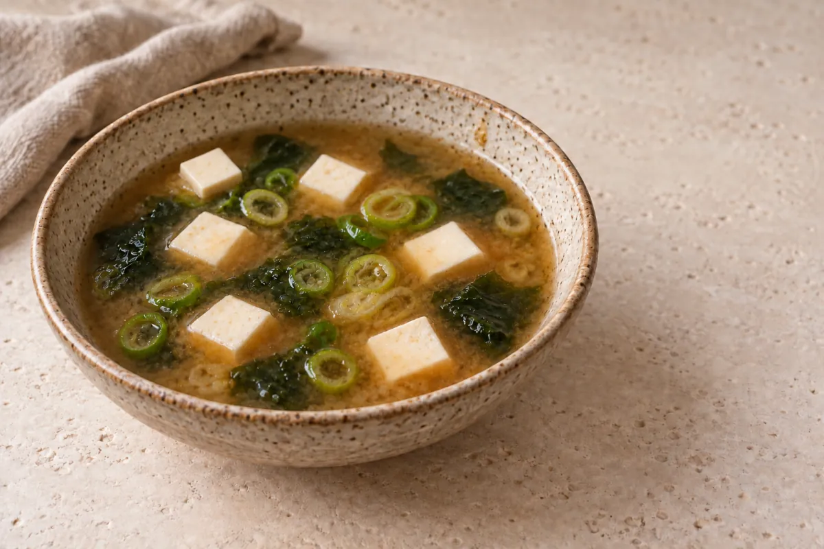 Hearty Japanese-Style 16-Bean Miso Soup with Pork and Sesame Wakame (Made Easy with Hondashi), Japanese Fusion dish