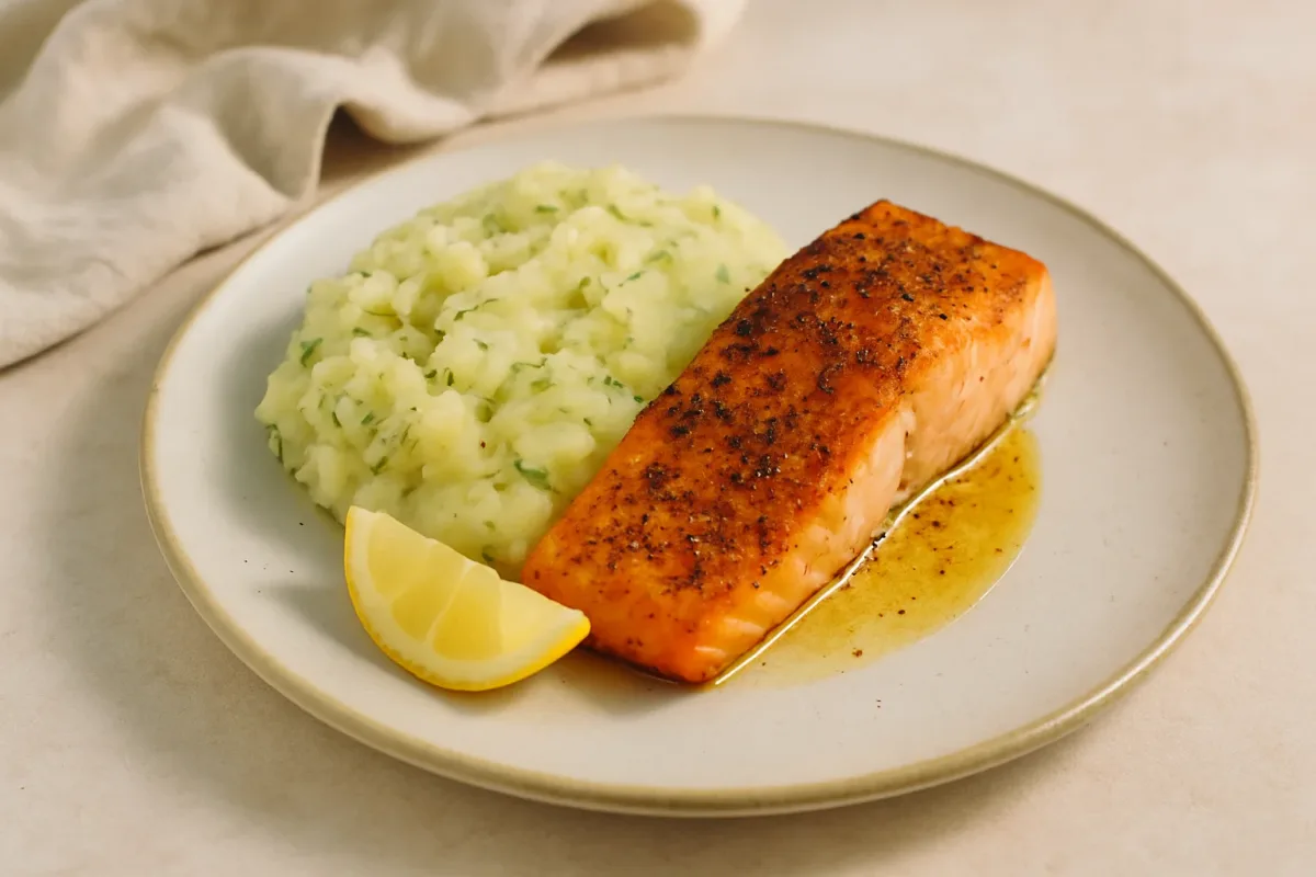 Pavés de saumon au four et purée de pommes de terre à l'aneth, Comfort Food & Home Cooking dish