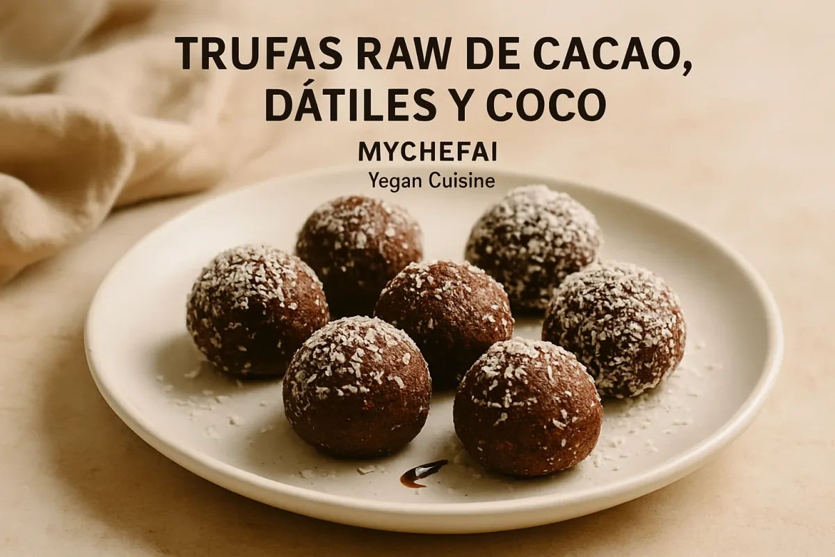 Trufas Raw de Cacao, Dátiles y Coco, Vegan Cuisine dish