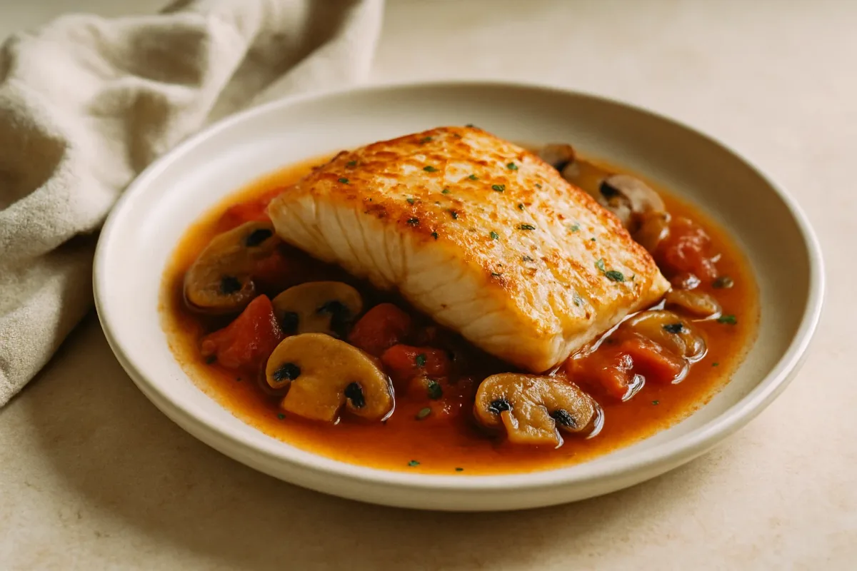 Baked Fish with Tomato‑Mushroom Broth — One‑Pot Dump Method, Type 2 Diabetic-Friendly dish