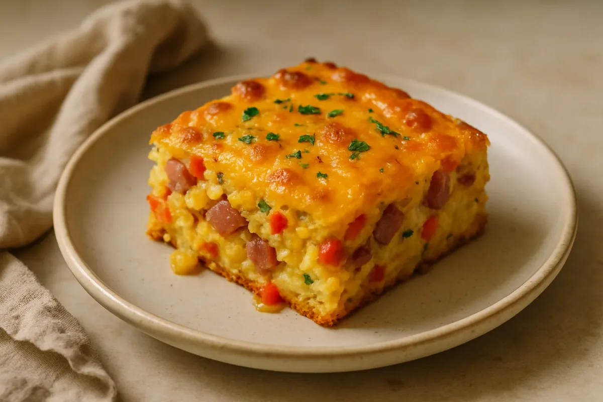 Cozy Ham, Potato & Cheddar Breakfast Casserole, Comfort Food & Home Cooking dish