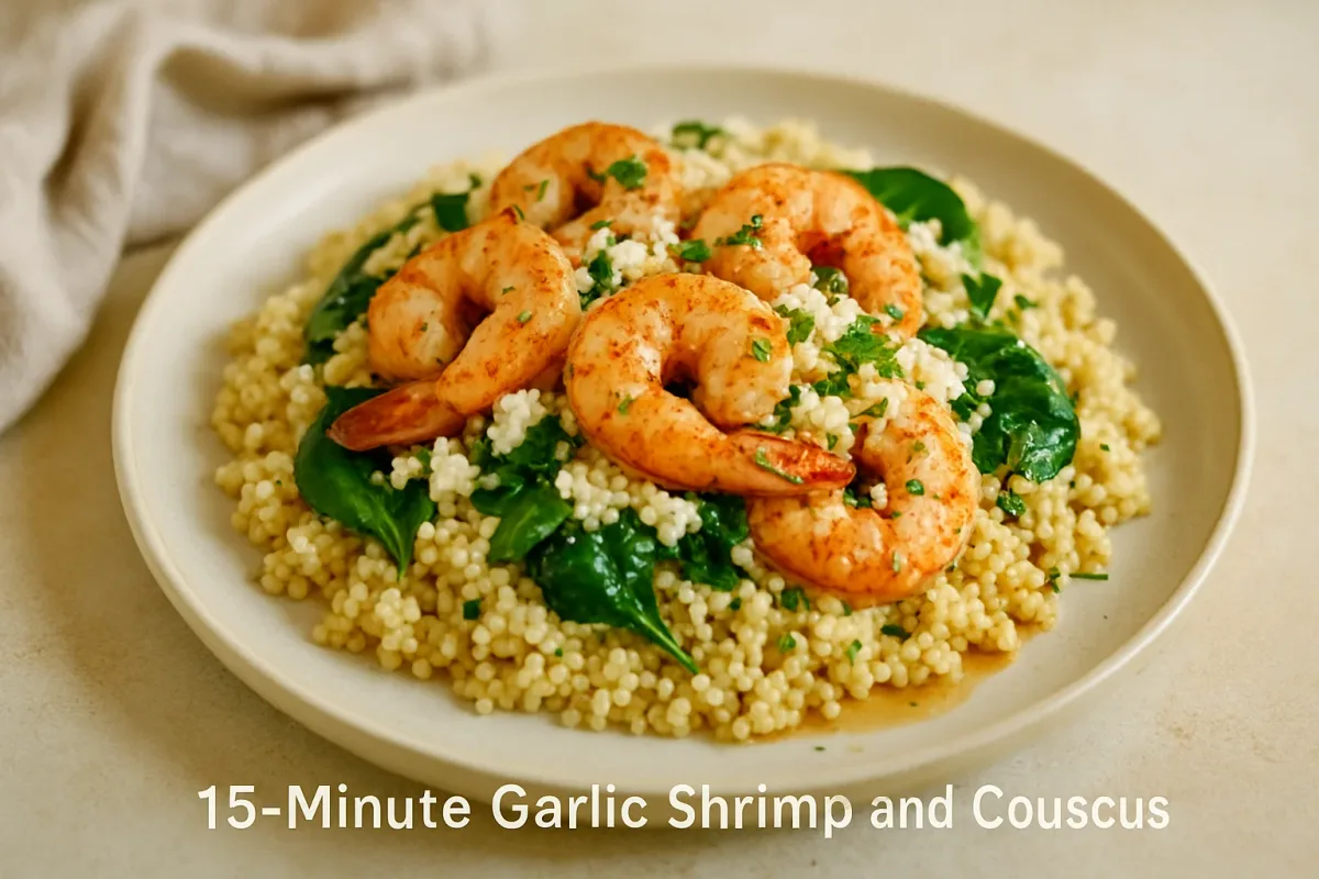 15-Minute Garlic Shrimp and Couscous, Comfort Food & Home Cooking dish