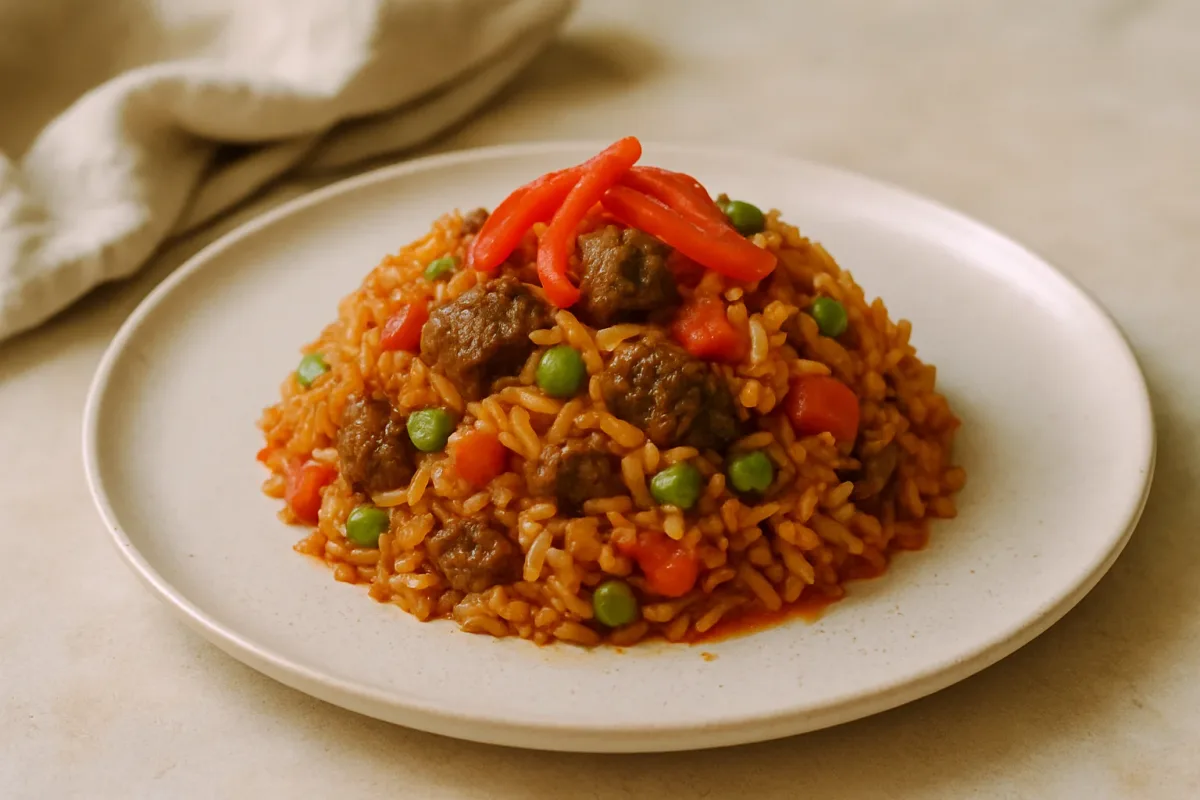 Jollof-Style Beef Pepper Rice, Ketogenic Cuisine dish