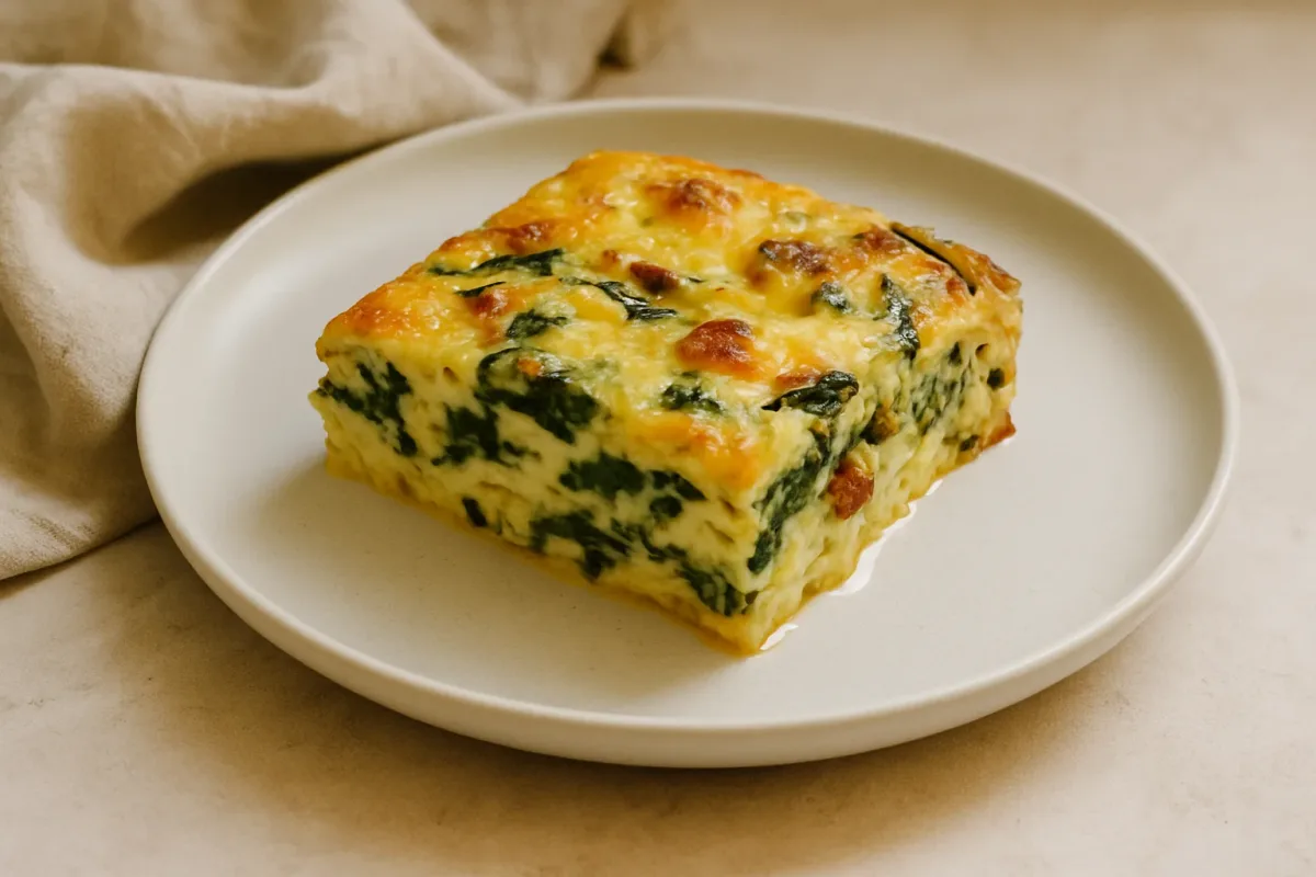 Creamy Spinach & Bacon Egg Bake (Day 1 Breakfast), Ketogenic Cuisine dish