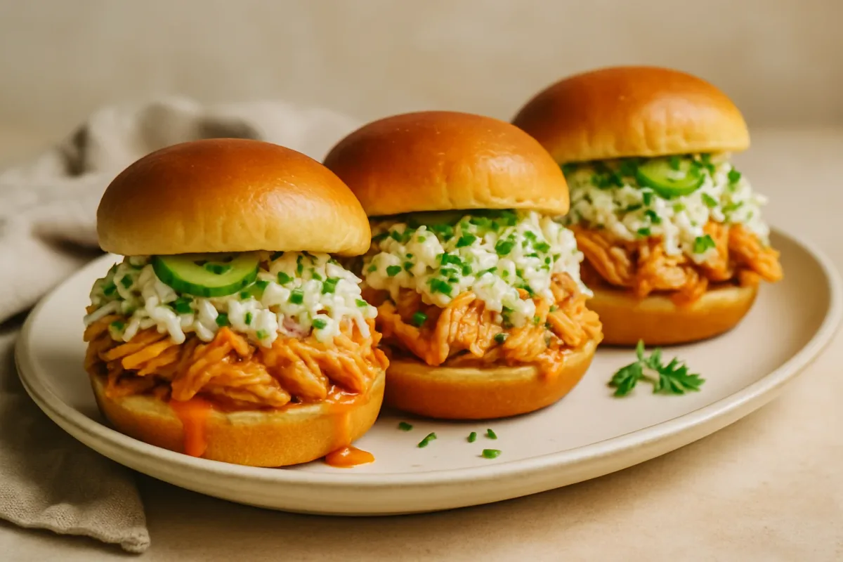 Buffalo Chicken Sliders, Comfort Food & Home Cooking dish