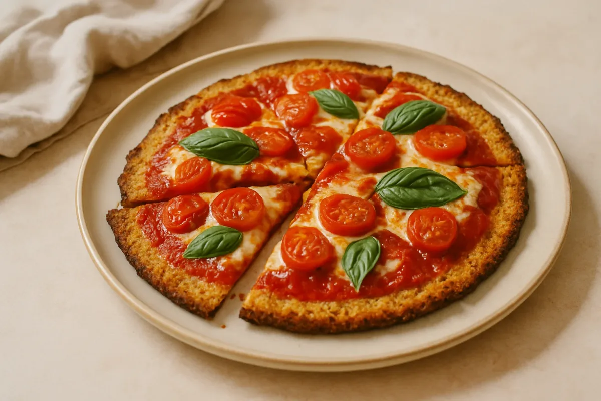 Cauliflower & Almond Flour Thin-Crust Pizza (Type 1 Diabetic Friendly), Type 1 Diabetic-Friendly dish