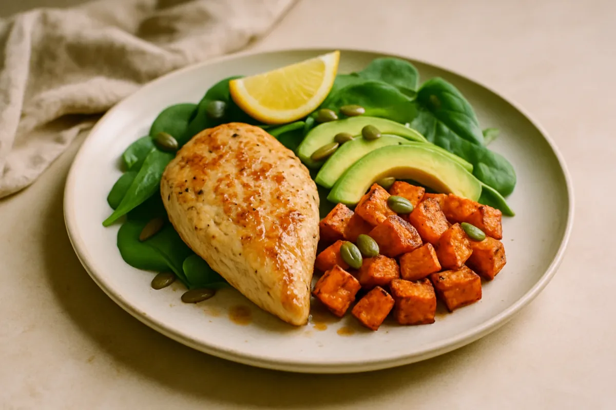 Ginger Chicken with Roasted Sweet Potato, Low-Inflammation Cuisine dish