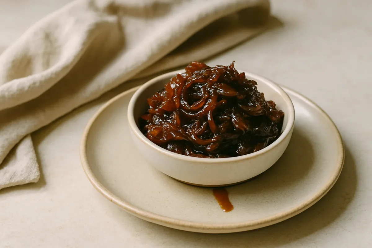 Karameliseerde Uienchutney (100 ml), Vegan Cuisine dish