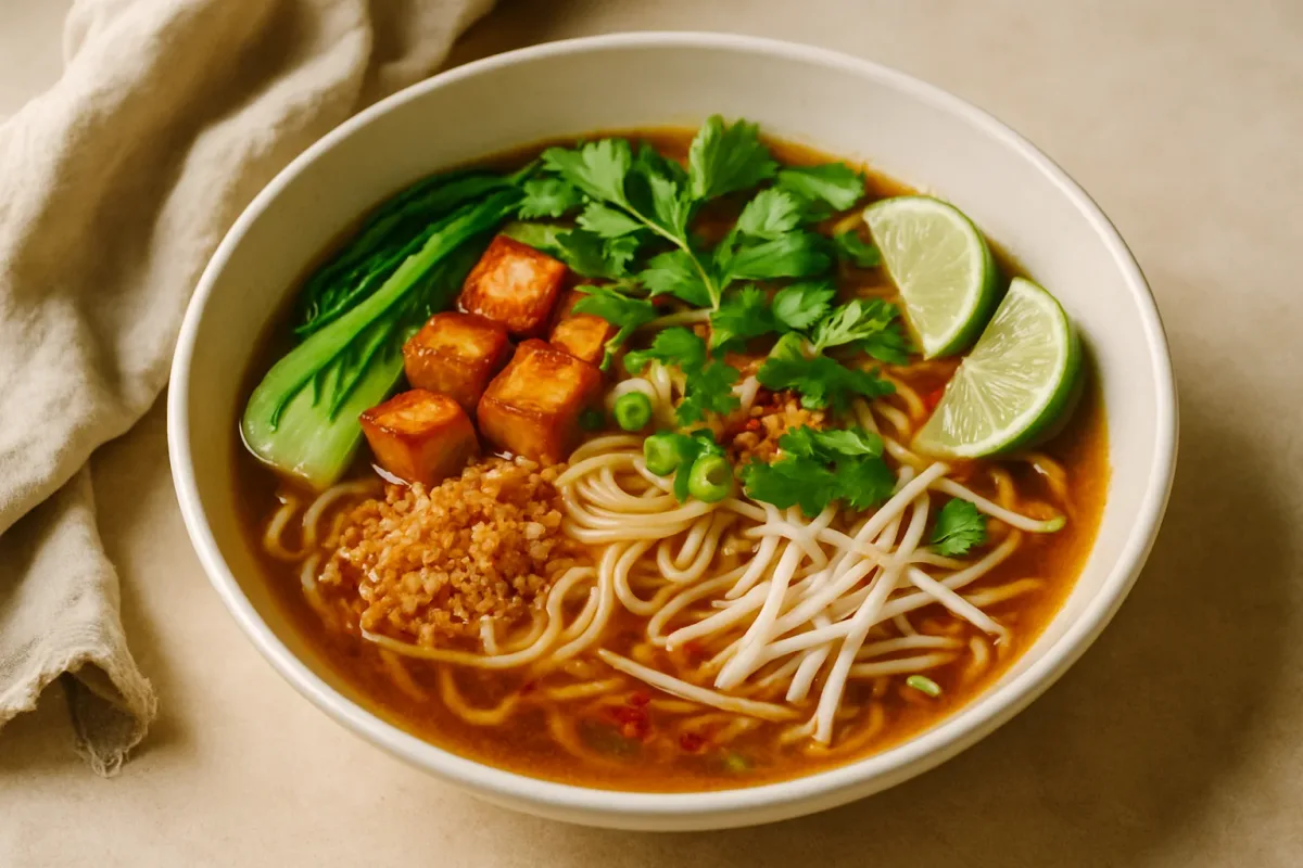 Indonesian Miso Noodle Soup with Sambal Lime Oil, Michelin-Star Pro Chef dish