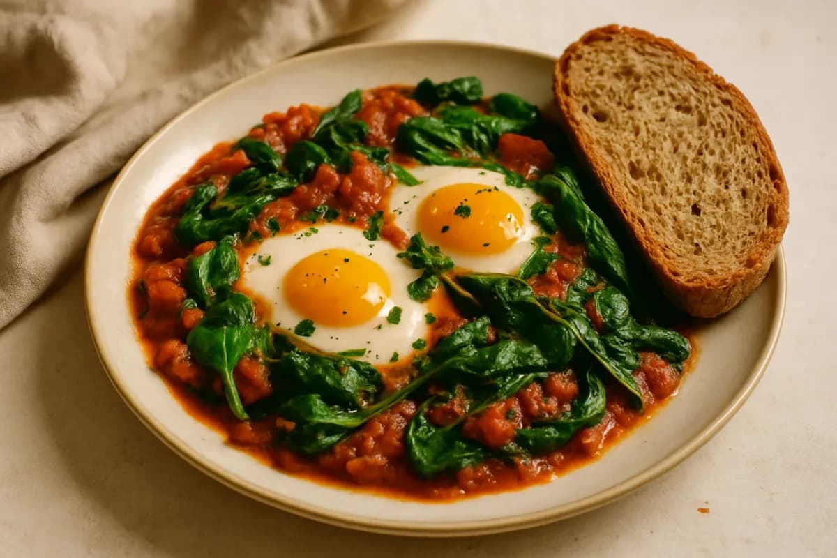 15-Minute Spinach and Egg Skillet, Comfort Food & Home Cooking dish