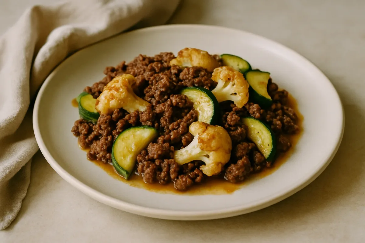 Minced Beef with Cauliflower & Courgette (Keto), Ketogenic Cuisine dish