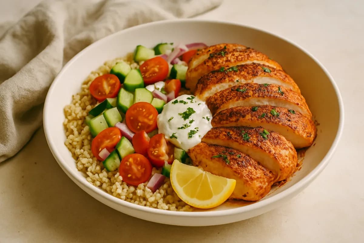 20-Minute Lemon-Garlic Chicken Bowls, Comfort Food & Home Cooking dish